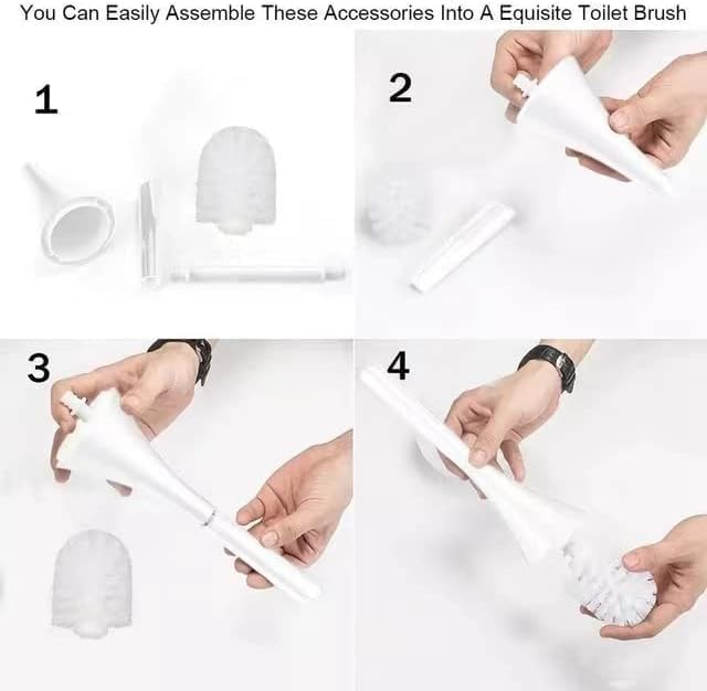 AORTULL White Bathroom Decor Toilet Brush and Holder Set,Modern Toilet Bowl Brush Household Cleaning Brush for Bathtub