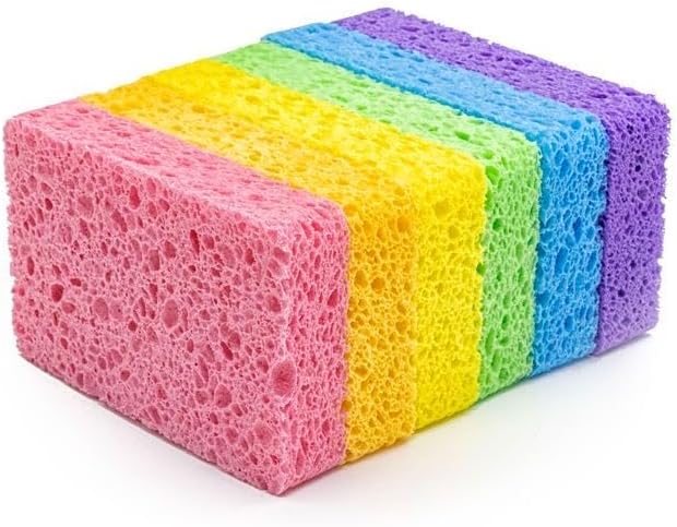 6 - Pack Non-Scratch Scrub Sponges - Sponges for Dishes and Washing Dishes, Cleaning Sponges for Kitchen Home Office, Magical 3D DIY Art and Craft Suppliers(Purple)