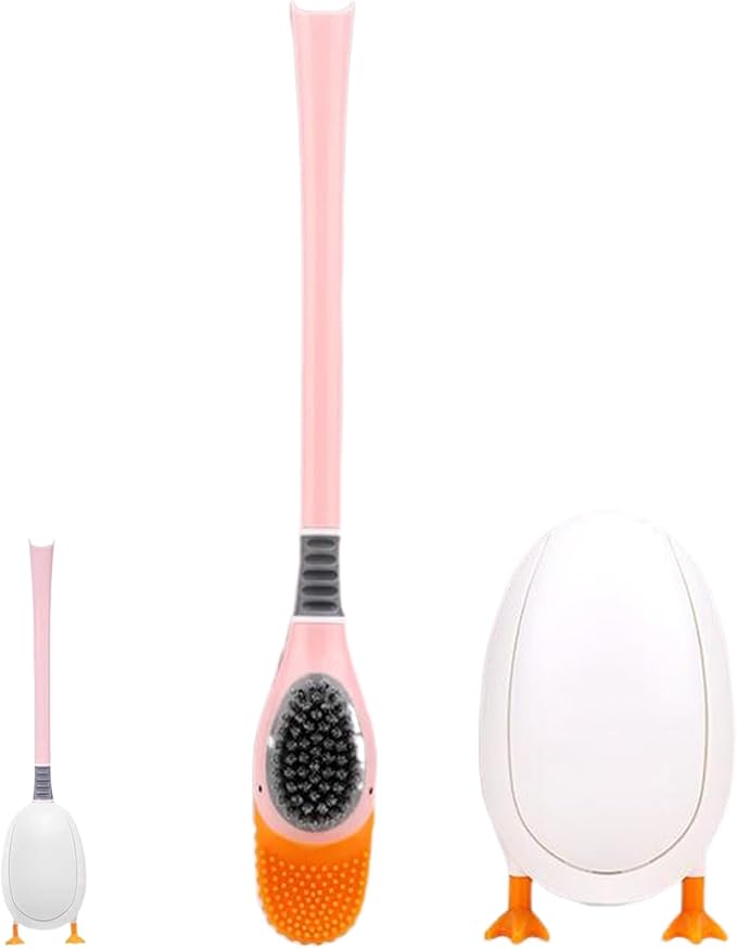 Cute Toilet Brush, Soft Elastic Silicone Toilet Brush, Diving Duck with Holder, Wall Mounted Scrubber for Bathroom