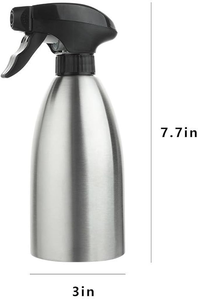 Stainless Steel Olive Oil Sprayer Bottle, 17 Oz/500ml Sauce Vinegar Sprayer Dispenser, Water Sprayer Bottle,Kitchenware Tools for Cooking, Frying, BBQ and Grilling