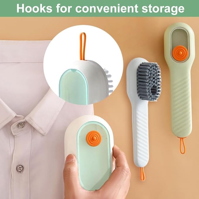 2 in 1 Multifunction Cleaning Brush, Multifunctional Cleaning Brush with Soap Dispenser, Liquid Filled Laundry Brush, Household Cleaning Clothes Shoes Brush with Liquid Box (2pcsGreen)