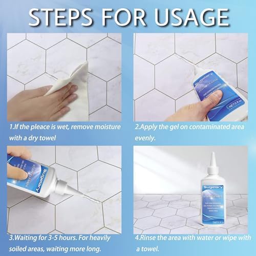 Sugelary Home Remover Gel, 10 Fl Oz Household Cleaner Gel for Washing Machine, Refrigerator Strips, Grout Cleaner for Tiles Grout Sealant Bathroom Kitchen Sinks Cleaning
