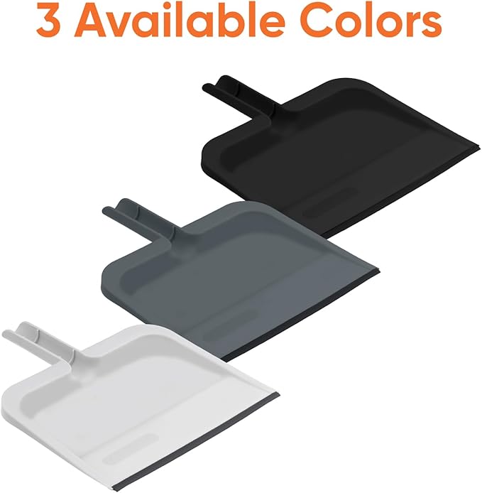 Superio Clip-On Dustpan with Rubber Lip - 10-inch Wide Durable Plastic Dust Pan with Comfort Grip Handle, White, 2-Pack