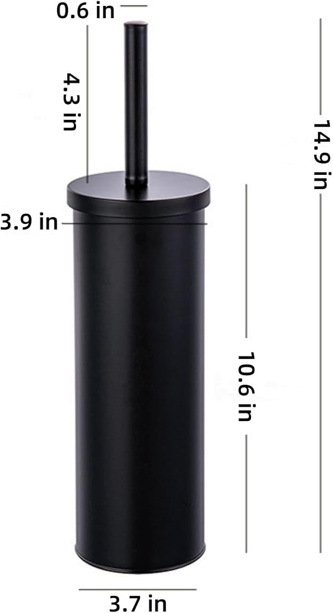 Standing Toilet Brush,Toilet Bowl Brush Holder Set,Bathroom Deep Cleaning Toilet Scrubber Rim Cleaner,304 Stainless Steel Toilet Clean Decorative Accessories for Toilet Cleaning (Matt Black) 