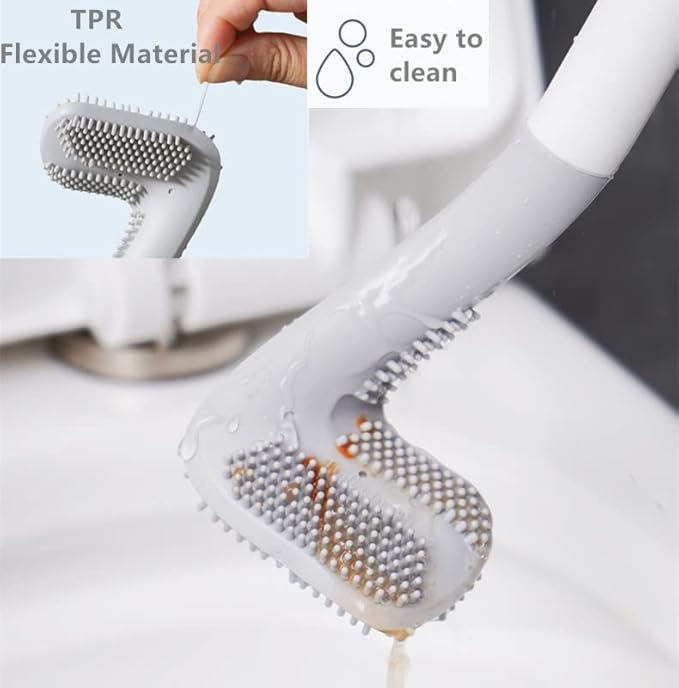 Long Handled Golf Toilet Brush,Flexible Silicone Toilet Bowl Cleaning Brush,Wall-Mounted 360 ° Non-Dead Angle Toilet Cleaning Brush (Black and Green)