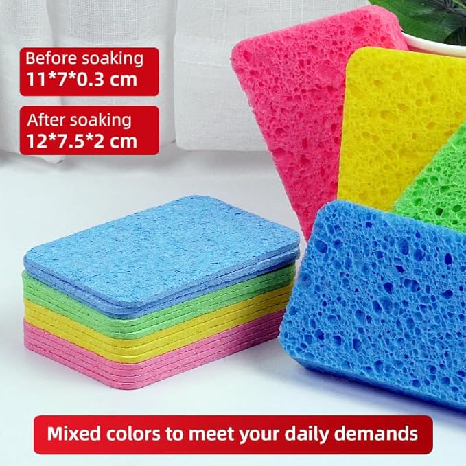12 - Pack Non-Scratch Scrub Sponges - Sponges for Dishes and Washing Dishes, Cleaning Sponges for Kitchen Home and More(Multicolor)