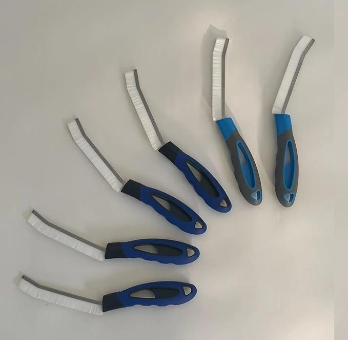 ZOLKER-Cleaning Brush; Hard Bristle Crevice Clean Brush; Cleaning Scrub Brush; Cleaning Brush for Home; Car; Kitchen; Bathroom; Window; Vehicle; Faucets; Toilet; Grout; 6PCS; Blue; Clean;
