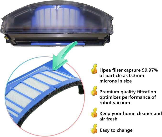 YOKYON Replacement Parts 10 Aero Vac Filters Kit for iRobot Roomba 500 600 Series 536 550 551 614 620 630 645 650 655 660 665 670 671 675 677 680 685 690 692 694 695 Vacuum Cleaner Accessory