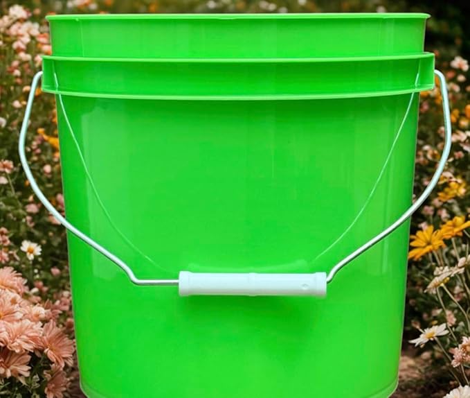 House Naturals 2 Gallon Food Grade - BPA Free Made in USA Buckets Lime Color pails with Screw On Gasket Lids (2, Lime - Black lids)