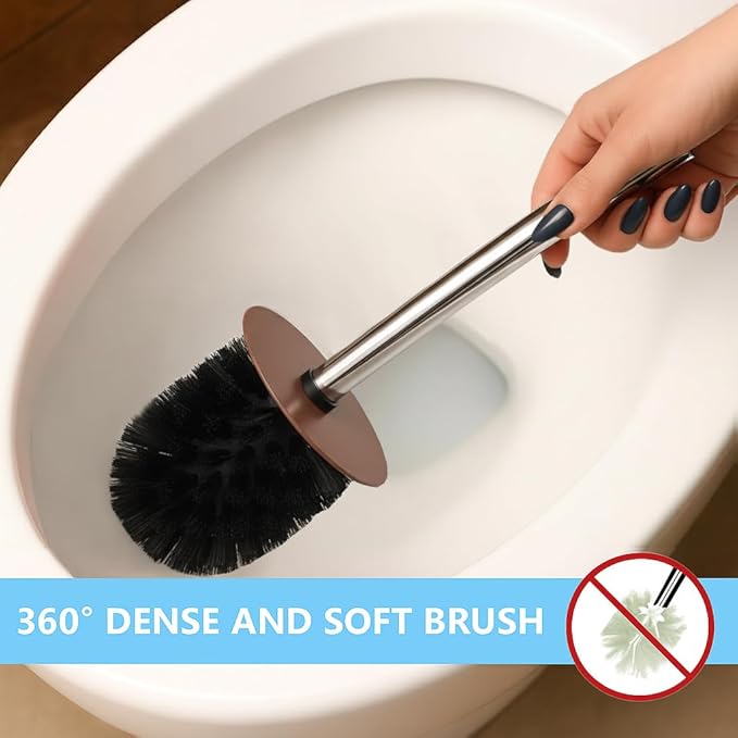 Deep & Sturdy Toilet Bowl Brush with Holder - Doughnut Bowl Brush - Durable Scrubbing - Toilet Cleaners - Household Essentials - Bathroom Cleaner - Cleaning Supplies - Household Supplies