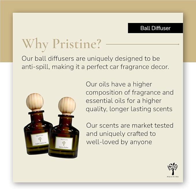 PRISTINE Swiss Château/Inspired by Hilton Hotel Ball Diffuser for Wardrobe | Fresh Cut Rose, Tangerine, Cedarwood Oil Mini Diffuser Decor | Air Freshener for Closets