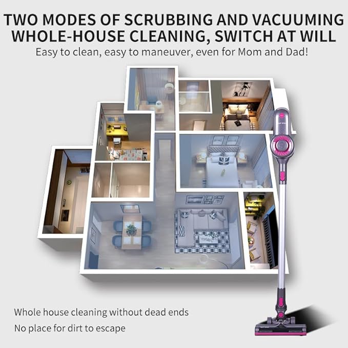 Half Scale Cordless Vacuum Cleaner, Lightweight Stick Vacuum with Powerful Suction, Runtime, Self-Standing, Rechargeable Vacuum Cleaners for Home Hardwood Floor Carpet Pet Hair 2500mAh Battery
