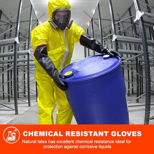 North Tower Chemical Resistant Gloves Rubber Heavy Duty Glove Work With Waterproof Gloves For Mens (14in,1 pair)