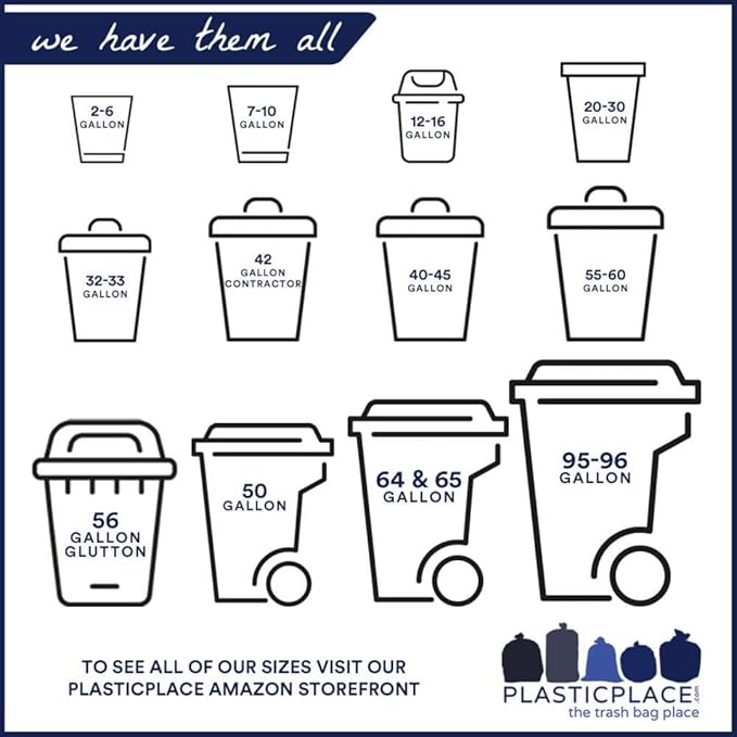 Plasticplace 32-33 Gallon Trash Bags │ 0.7 Mil │ White Garbage Can Liners │ 33” x 39” (150 Count)