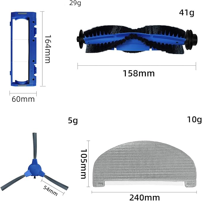 HMHAMA Robot Vacuum Cleaner Replacement Parts for Eufy G40 G40 Hybrid+ Accessories Kit with Roller Brush Main Brush Side Brush