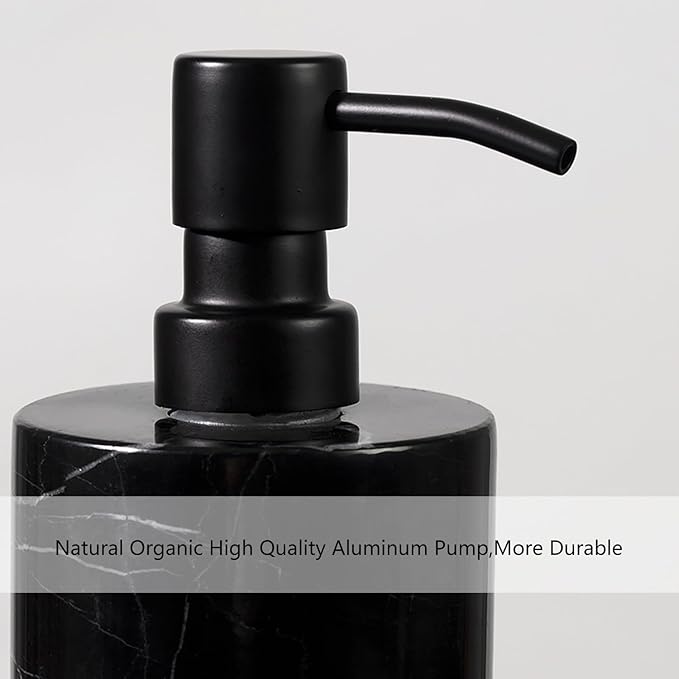 Elegant Black Marble Bath Essentials - Elevate Your Bathroom with Luxurious, Timeless Design,Marble Bath Accessories, Craftsmanship (Soap Pump)
