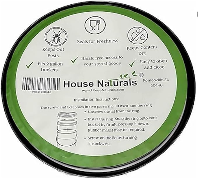 House Naturals 2 Gallon Buckets pails with Screw On White Lids (Pack of 3) - Food Grade - BPA Free Made in USA Blue Red White Colors