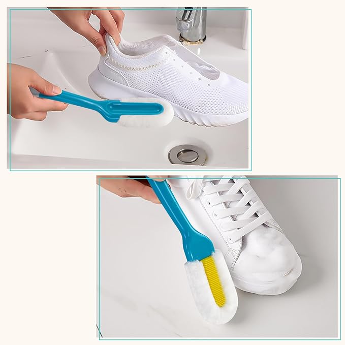 Andiker Professional Cleaning Shoe Brush, Multifunctional Long Handle Shoe Brush Cleaner, Hangable Soft Bristle Shoes Cleaning Brush (Blue)