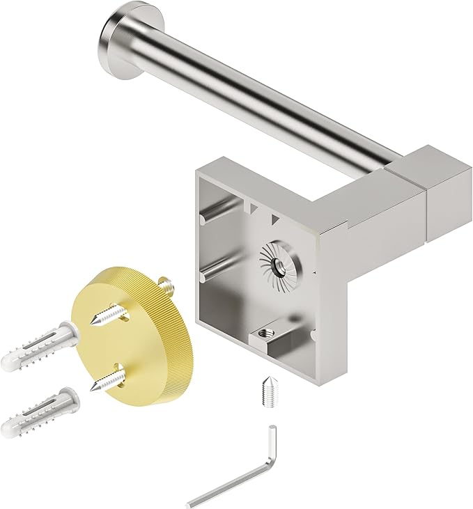 RUACQ Toilet Paper Holder Wall Mount,Square Base Tissue Roll Holder for Bathroom,Toilet Roll Holder Stainless Steel(Brushed Nickel)