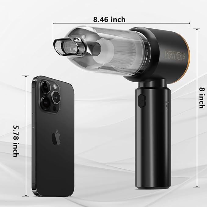 HRYCF Car Vacuum Cleaner,Handheld Vacuum,20000PA High Power 4-in-1 Portable Rechargeable Vacuum Cleaner with Brushless Motor, Small Vacuum for Car & Air Blower & Pump-Black