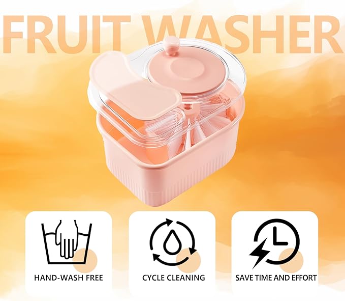 Fruit Cleaner Spinner, Large Fruit Washer Spinner, Fruit Cleaner Spinner with Fruit Washer Bowl and Brush, Vegetable Fruit Spinner Washer,Fruit and Vegetable Scrubber