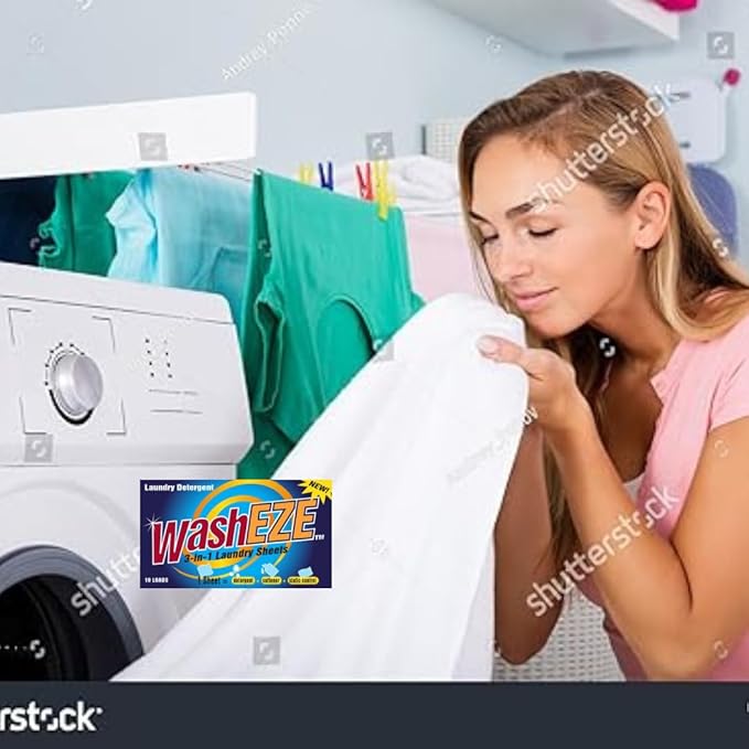 WashEZE 3-in-1 Laundry Detergent Sheets - 20 Loads Fresh Scent Liquidless Soap Sheet-Detergent, fabric softener and more -Travel Approved, College, Camping, and RV Laundry Detergent - Made in USA