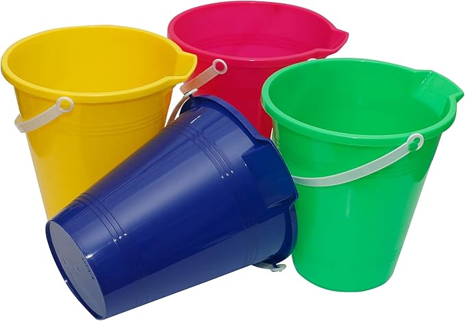 Holady Large Sand Beach Buckets Pail,Sand Bucket Water Bucket for Beach Fun Great Summer Party Accessory(4 Pack)