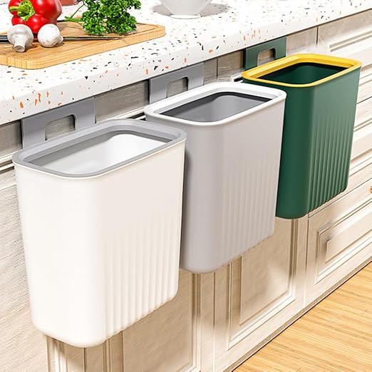 2.4 Gallon Kitchen Trash Can Compost Bin for Counter Top or Under Sink Large Capacity Garbage Can for Kitchen Bathroom Bedroom Laundry Room (Green)