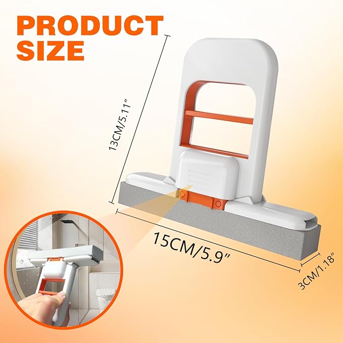 Mini Foldable Desktop Mop, Portable Cleaning Sponge Mop, One-Hand Squeeze Handle & Replaceable Head,Wet Dry Use with Deep Grooves, for Kitchen, Countertops, Glass, Tile (2Pcs)