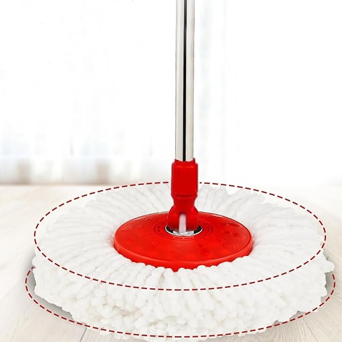 Spin Mop and Bucket with Wringer Set, 360°Rotating Head Mop Bucket System, 3 Microfiber Mop Heads for Living Room, Bedroom, Kitchen, Office (Black & Red)