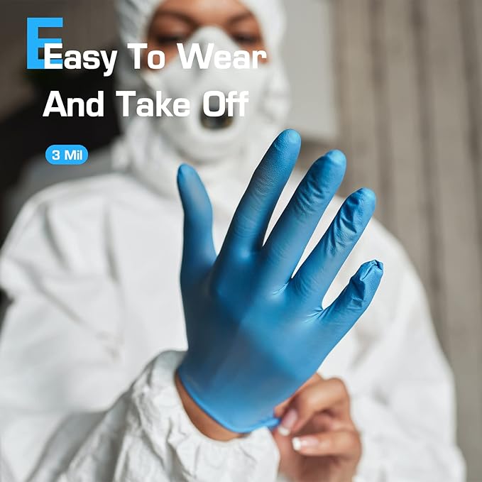 Disposable Nitrile Gloves Powder & Latex Free 3 mil Non-Sterile Nitrile Exam Gloves Light Duty Cleaning Gloves, X-Large, Box/100