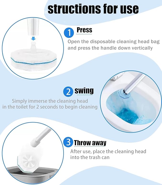 60 Pcs Disposable Toilet Wand Refills for Clorox, 5X Cleaning Power Scrubber, Upgrade Fiber Cleaner Heads for for Toilet and Bathroom Cleaning
