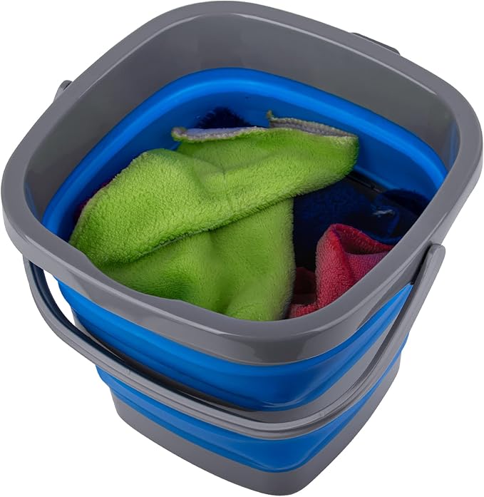 3 Pack Collapsible Bucket with 1.32 Gallon (5L) Each, Small Plastic Bucket for Sand or Beach, Portable Water Tub for Cleaning, Fishing Water Pail