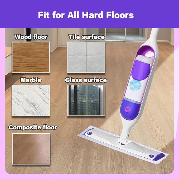 Disposable Mopping Pad Refills for PowerMop Multi-Surface Mop and PowerMop Wood Mop, Spray Clean Pads Replacement (Purple -30)