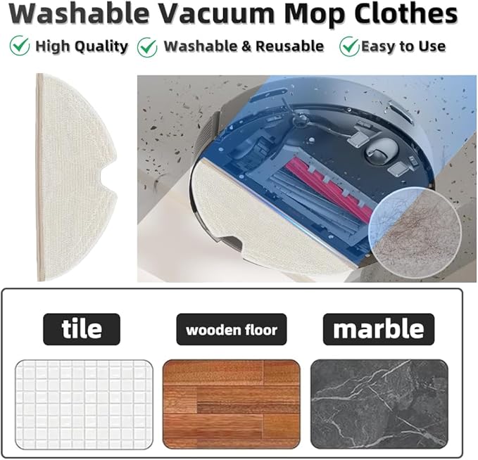 24Pcs Q5 MAX+ Accessories Kit Replacement Compatible with Roborock Q5 MAX+ /Q5 Pro+ /Q8 Max+ Robot Vacuum, 2 Main Brush, 4 Mop Cloth Pads, 6 Side Brushes, 4 HEPA Filters,6 Dust Bag, 1 Cleaning Tool