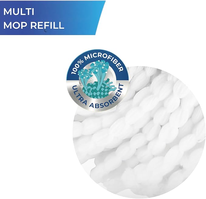 Macromax Multi Mop Refill – 100% Microfiber Replacement Head for Spin Mops – Ultra Absorbent, Scratch-Free Cleaning – Compatible with Faster & Focus Mop Sets – for Tile, Wood & Laminate