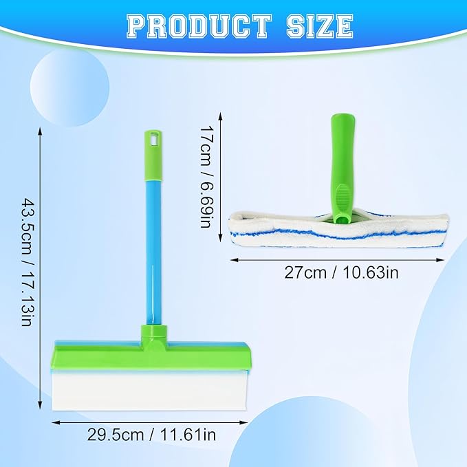 Recyclable Silicone Window Squeegee Kit,Glass Cleaning Tools,Multifunctional Silicone Window Squeegee Cleaner Kit & Microfiber Scrubber for Shower Glass Mirror Door Car