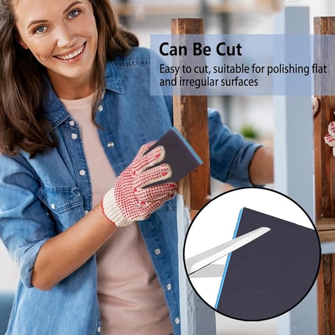 16 Pack 240 Grits Sanding Sponge Fine Sanding Block, Washable and Reusable Wet Dry Sandpaper Block Sandpaper Sponge for Wood Metal FurniturePaint and Drywall