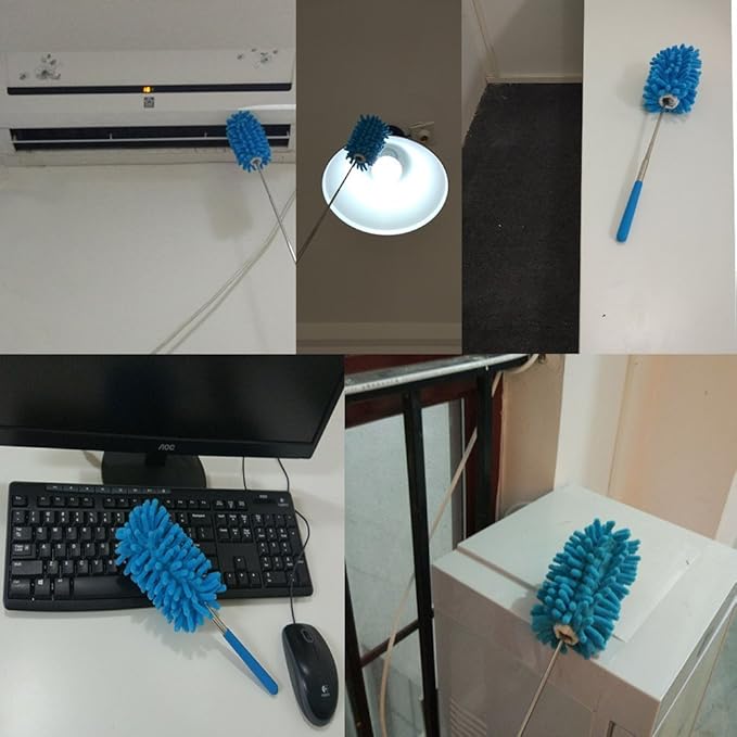 KissDate Microfiber Extendable Hand Dusters Washable Dusting Brush with Telescoping Pole for Cleaning Car, Computer, Air Conditioning, TV and Else Pack of 3