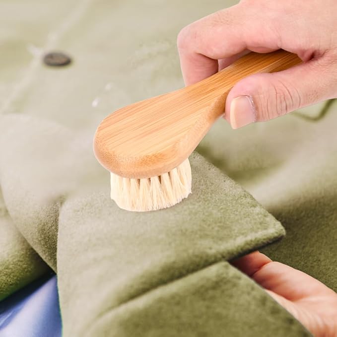 Saycker Laundry Stain Brush, Soft Bristle Cleaning Brush for Scrubbing Out Tough Stains on Delicate Fabrics, Knits, Cotton, Linens, No Damage, Great for Laundry, Shoes, Boots, Home(Wood)