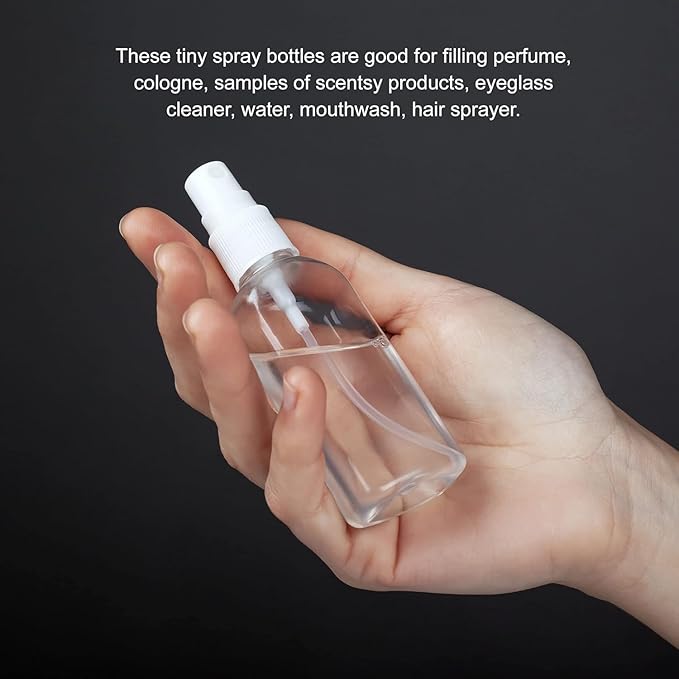 3 Pack 2 OZ Clear Glass Spray Bottles Empty Refillable Bottle is Great for Essential Oils, Plants, Cleaning Solutions, Hair Mister - Mini Spray Bottle - Refillable & Reusable Sprayer.