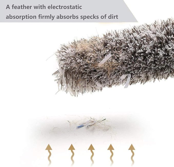 HEOATH Microfiber Feather Duster with Extendable Pole, 30-100 inches Extra Long Cobweb Duster for Cleaning, Bendable Head, Non-Scratch, Washable Duster for Ceiling, Fan, Furniture Gray