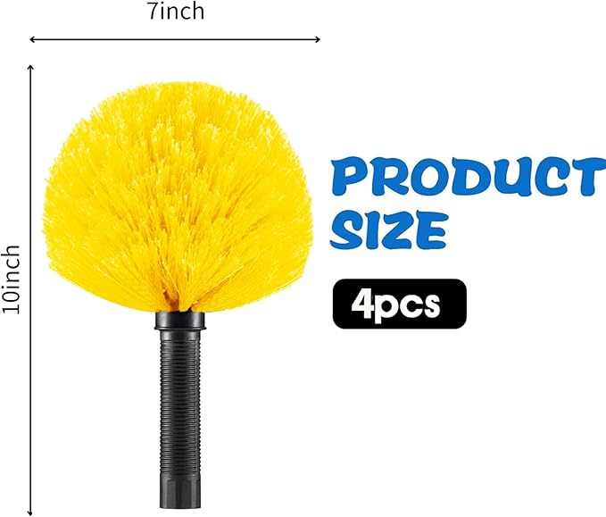 4 Pack Screw on Webster Cobweb Duster Head for Pole,Spider Web Remover Brush, Cobweb Duster Head Attachment,Fits Standard 3/4 inch Threaded Poles (4, Yellow)