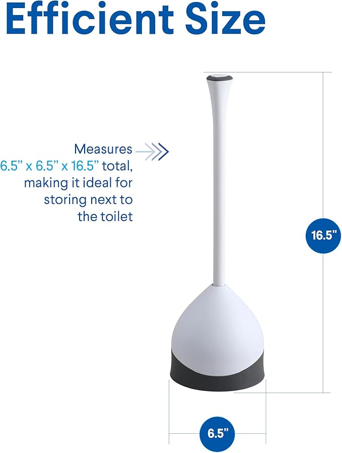 Clorox Toilet Plunger with Hideaway Caddy, Set of 2 – for Bathroom Organization and Storage, Bathroom Accessories, Toilet Unclogger, with Holder, White