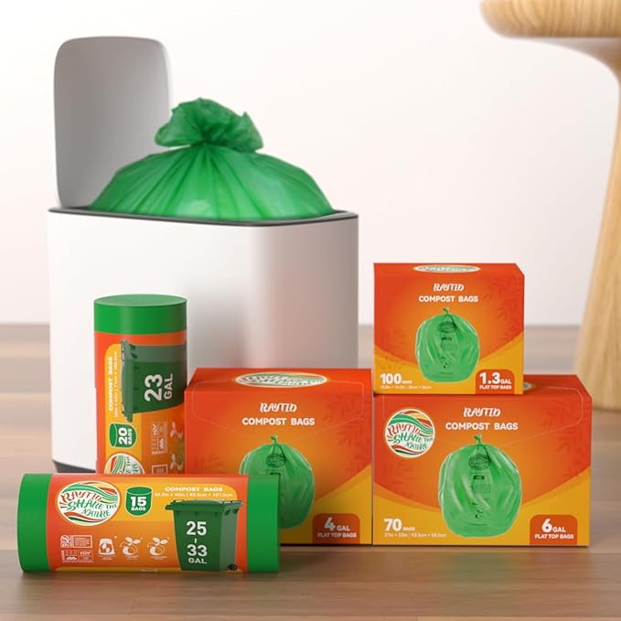 Compostable Trash Bags 23 gallon Large Garbage Bags,20 Count, Fits13-25 gallon trash can, Extra Strong and Durable,Compostable Lawn & Leaf Yard Waste bags,ASTM D6400,Bpi &OK compost HOME certified