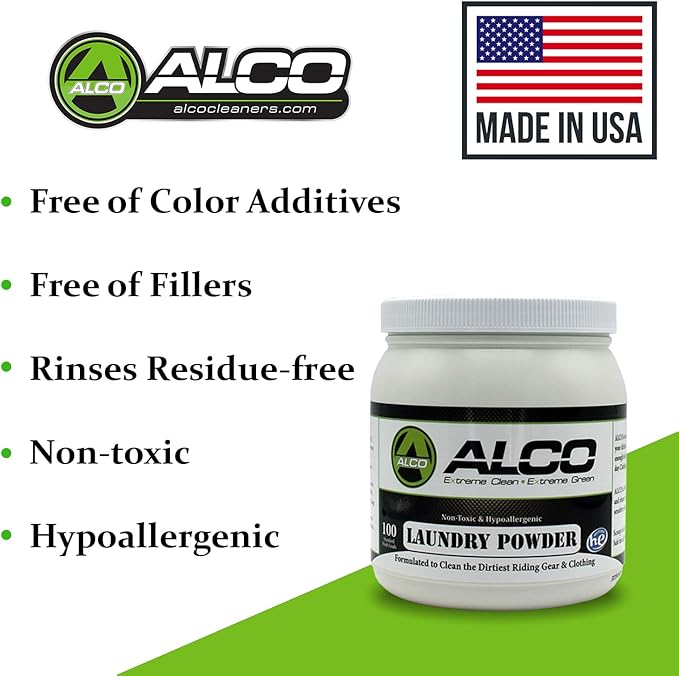 ALCO Laundry Powder - Powerful Stain Removal - Hypoallergenic and Unscented Formula for All Fabrics including Riding Gear, Gym, Baby and Delicate Clothing - 2 lbs, Pack of 1