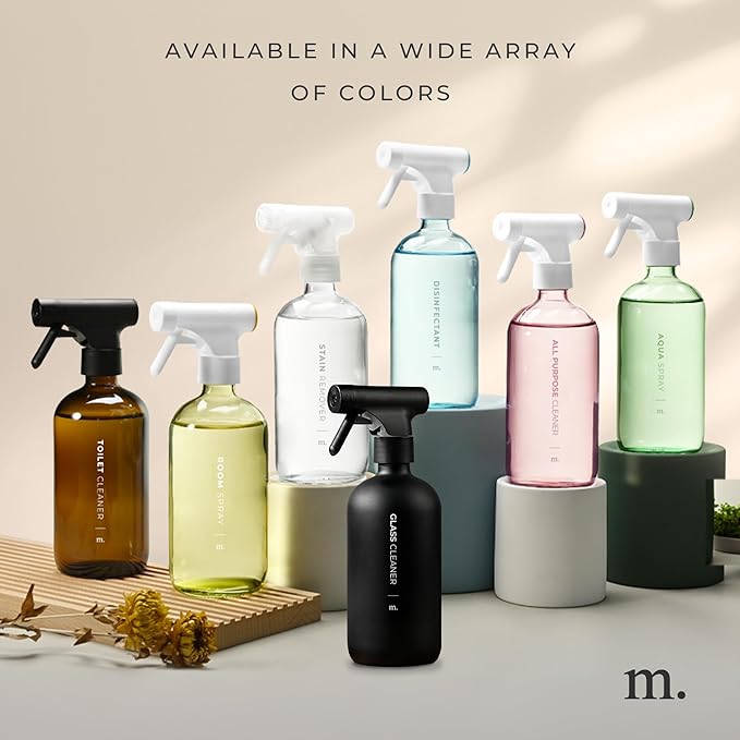 MaisoNovo Glass Spray Bottle - 16.9 fl oz Amber x 1 with 16 Labels