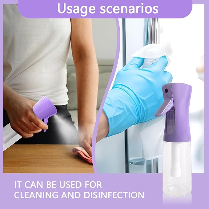 Spray Bottle for Hair Continuous Ultra Fine Mist (300ml) 360° Multi Spray Bottle for Plants, Cleaning, Skin Care Leakproof & Durable 2 Pack