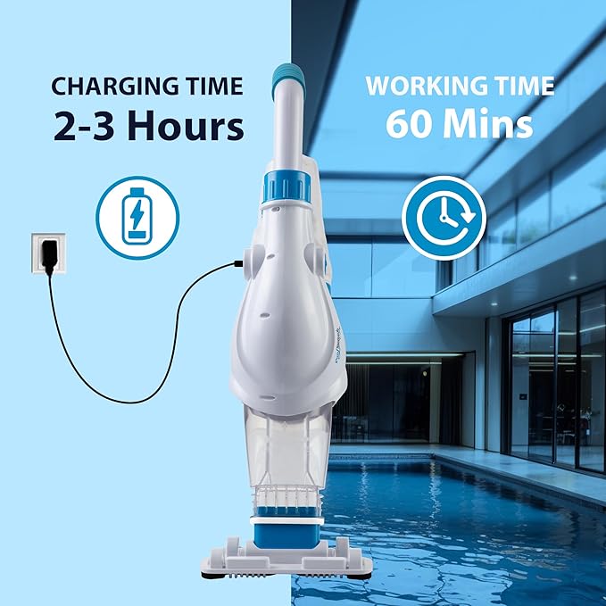 Cordless Robotic Pool Cleaner, Automatic Pool Vacuum with 60 Mins Runtime, Dual-Drive Powerful Suction & Self-Parking Technology, IPX8 Waterproof, Ideal for Above/In-Ground Flat Pools up to 540 Sq.ft
