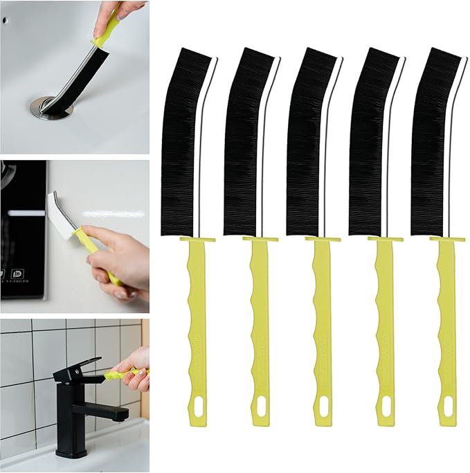 5-Pack Heavy-Duty Crevice Cleaning Brushes – Stiff Bristles for Deep Cleaning Corners, Tile Grout, Tight Spaces & Corners - Multi-Surface Gap Cleaning Kit, Durable Household Cleaning Tools